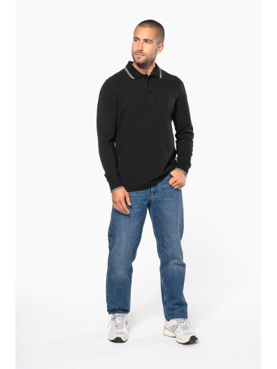 Polo malha piqu� de manga comprida de homem - K280