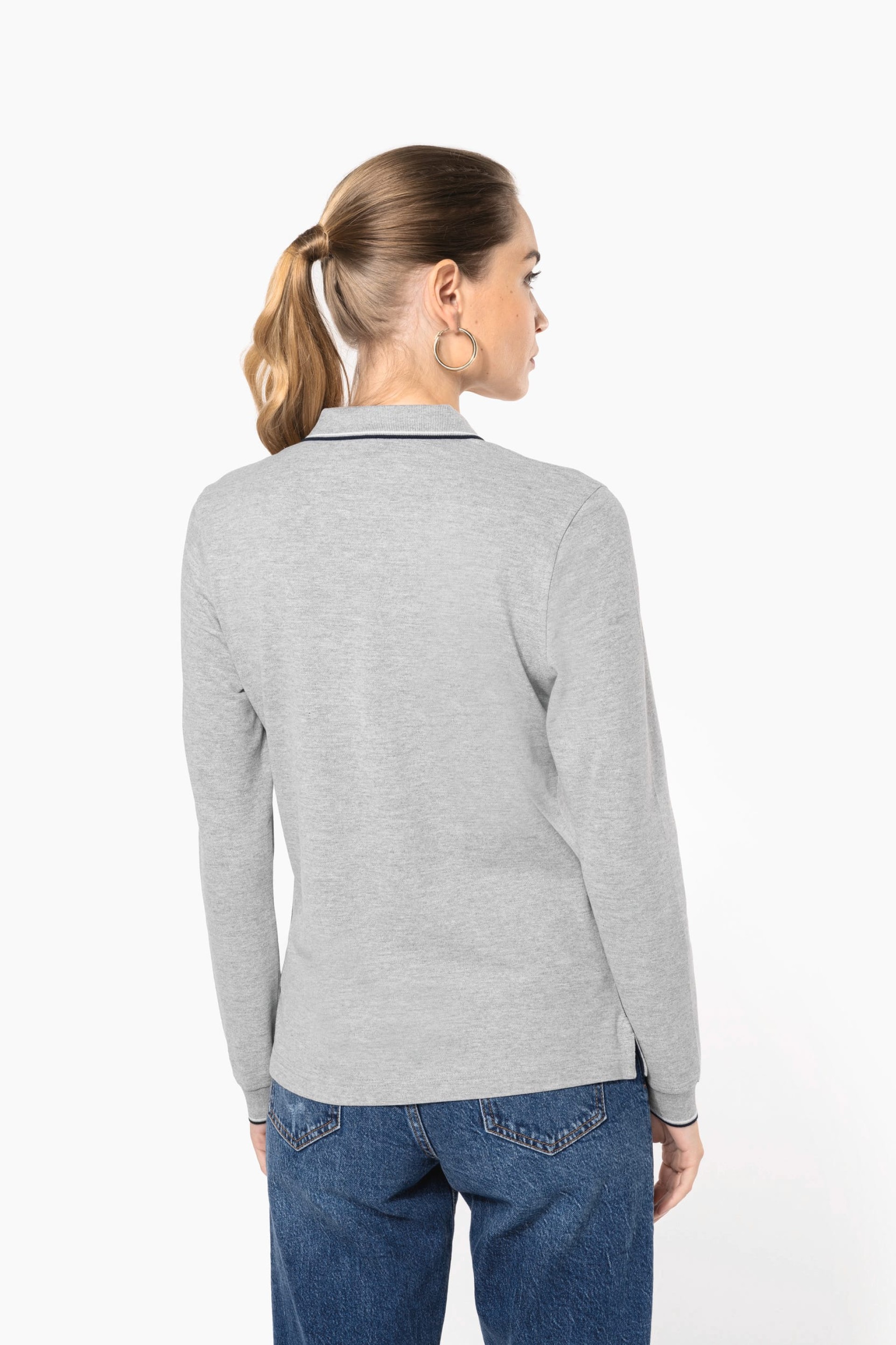 Polo malha piqué de manga comprida de senhora - K281