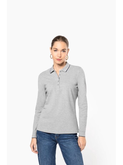 Polo malha piqu� de manga comprida de senhora - K281