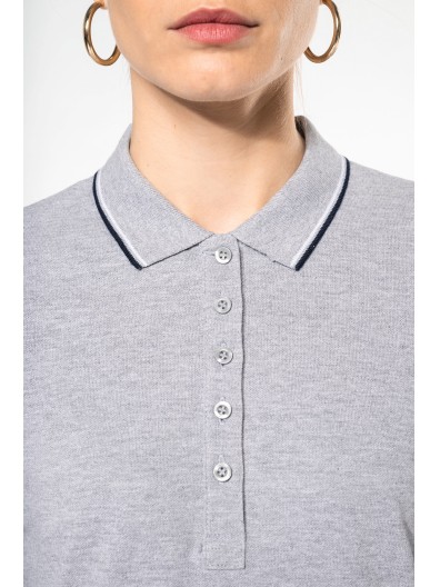 Polo malha piqu� de manga comprida de senhora - K281