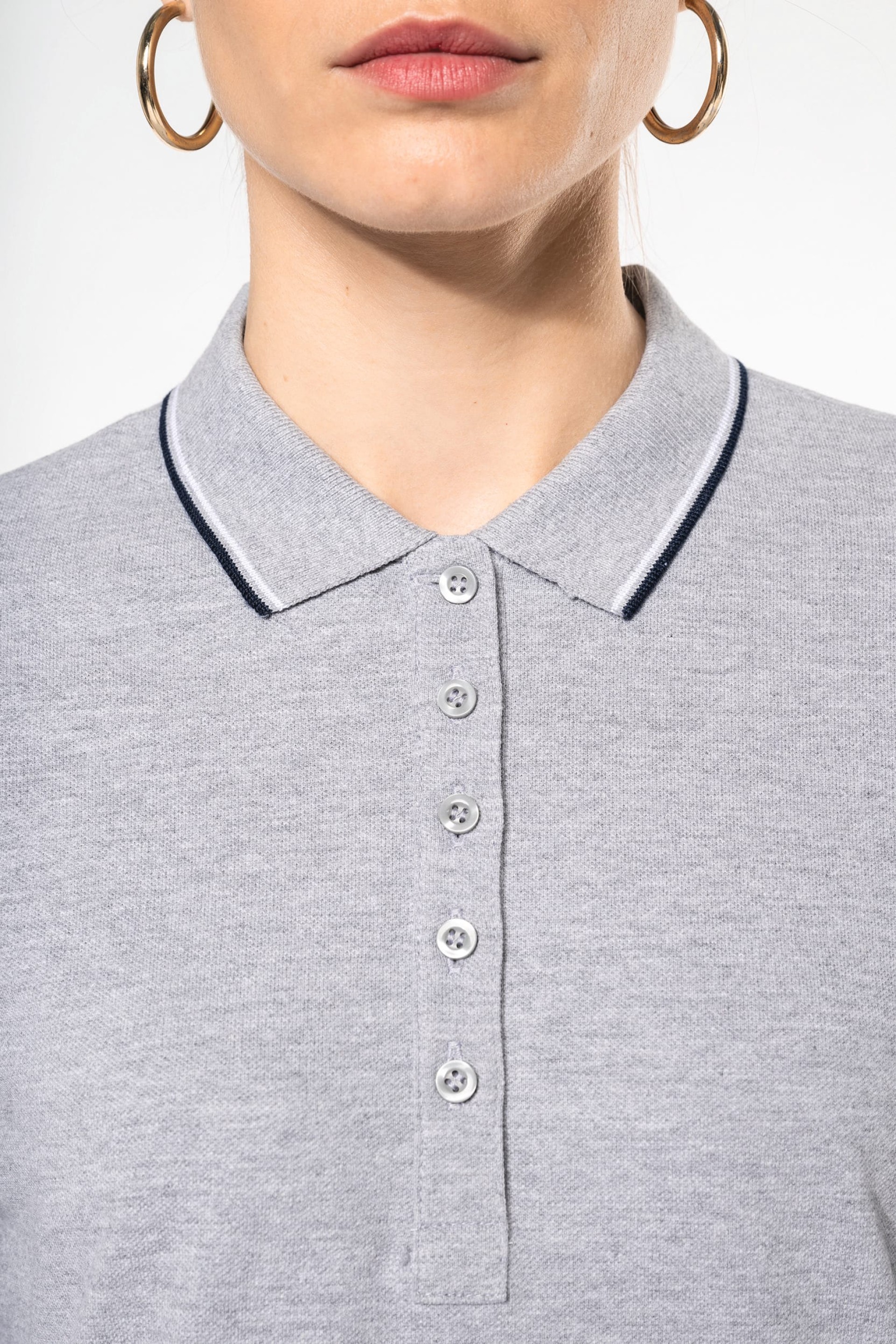 Polo malha piqué de manga comprida de senhora - K281
