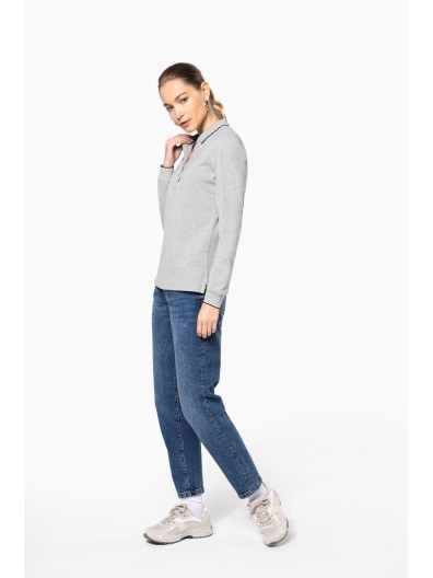 Polo malha piqu� de manga comprida de senhora - K281