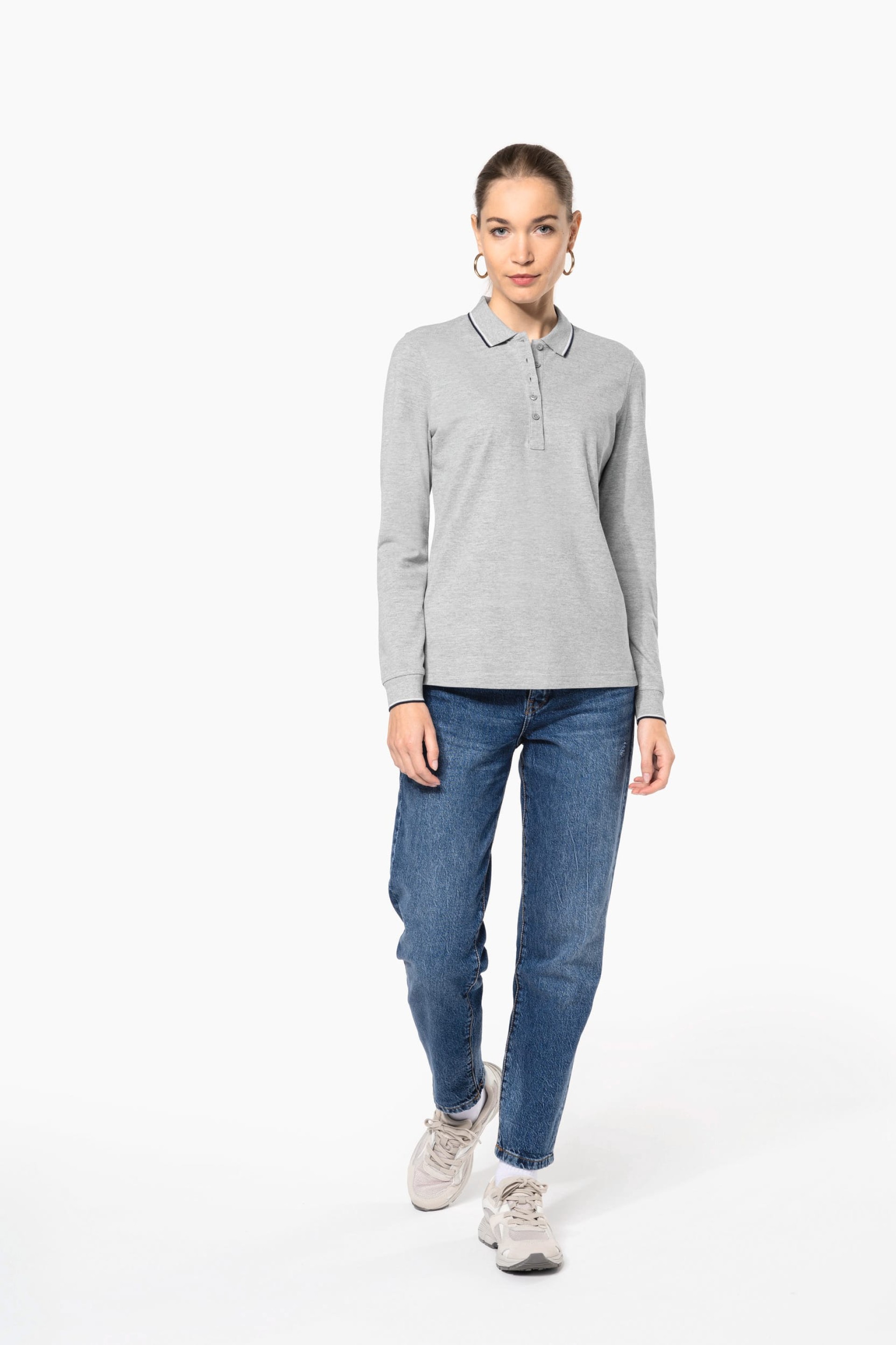 Polo malha piqué de manga comprida de senhora - K281
