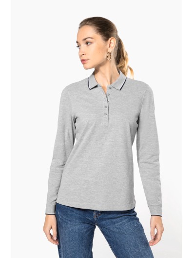 Polo malha piqu� de manga comprida de senhora - K281