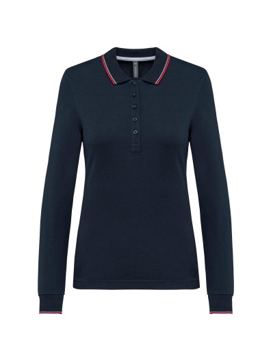 Polo malha piqu� de manga comprida de senhora - K281