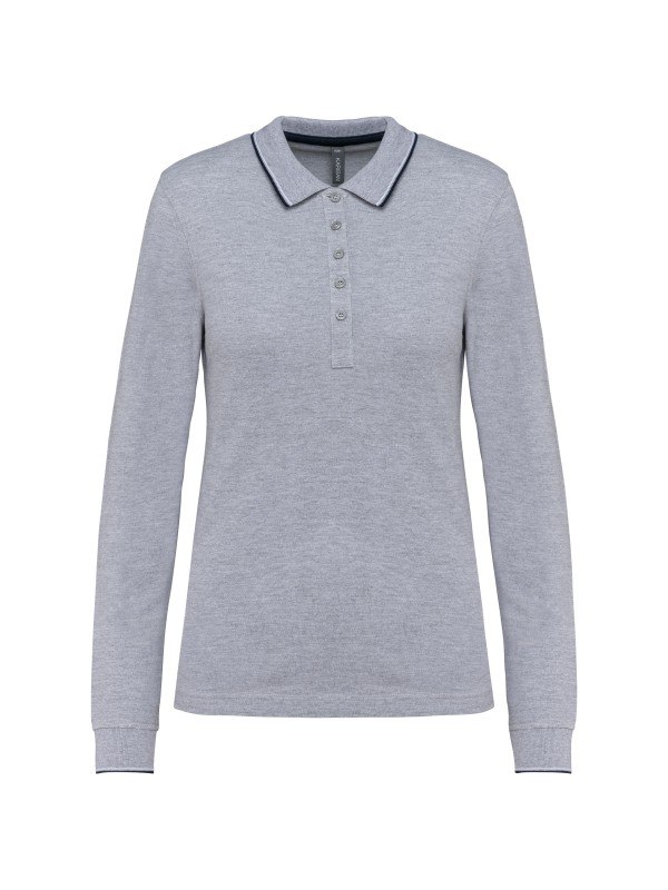 Polo malha piqué de manga comprida de senhora - K281