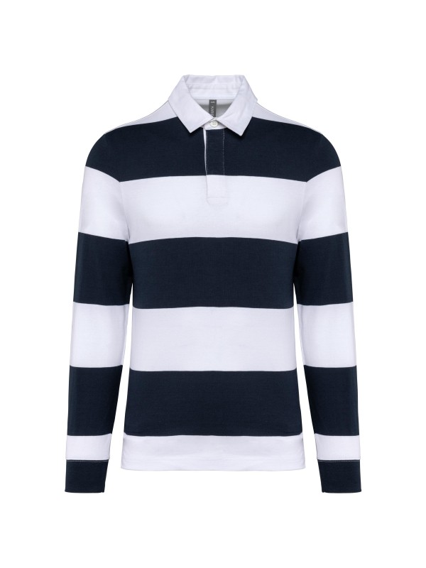 Polo rugby �s riscas manga comprida unissexo - K285