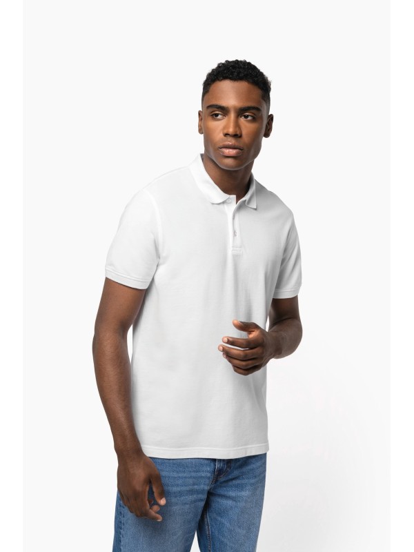 Polo em malha piqu manga curta
