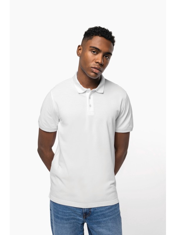Polo em malha piqu manga curta