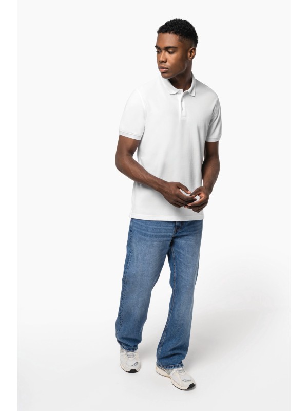 Polo em malha piqu manga curta