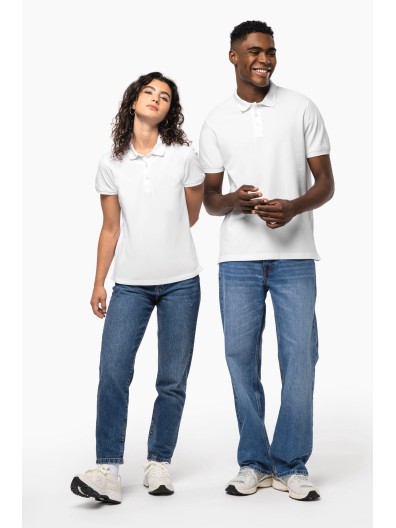 Polo em malha piqu manga curta