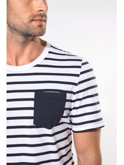 T-shirt estilo marinheiro de manga curta com bolso- K378