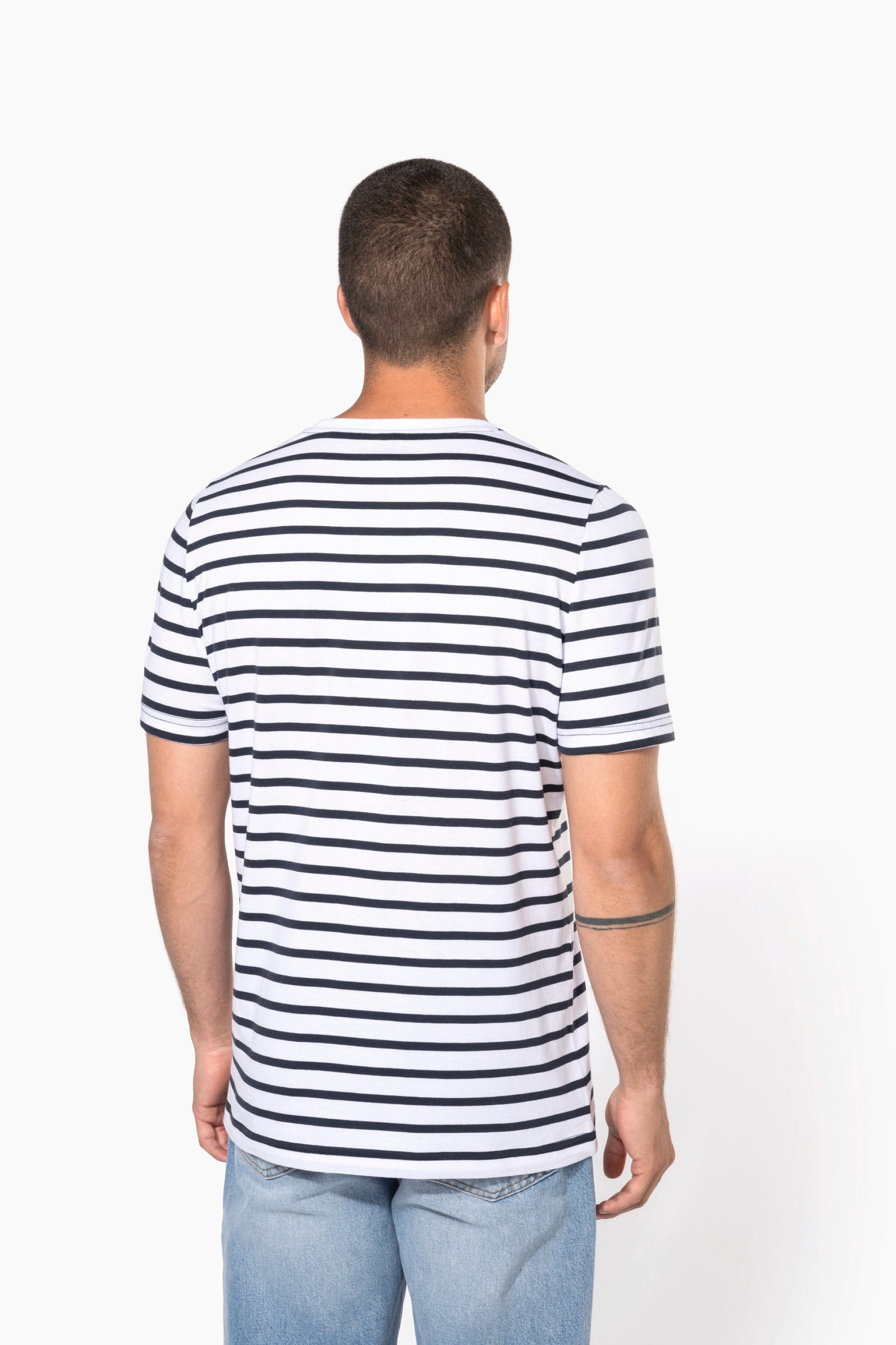 T-shirt estilo marinheiro de manga curta com bolso- K378
