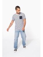 T-shirt estilo marinheiro de manga curta com bolso- K378