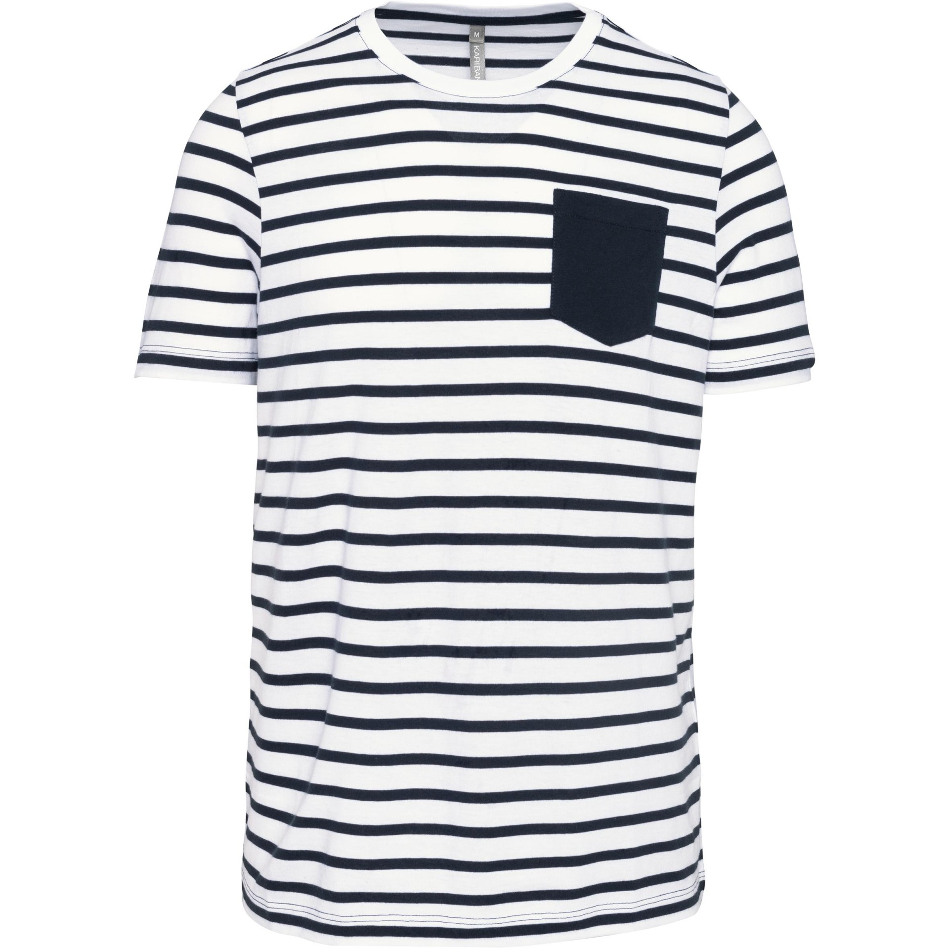 T-shirt estilo marinheiro de manga curta com bolso- K378