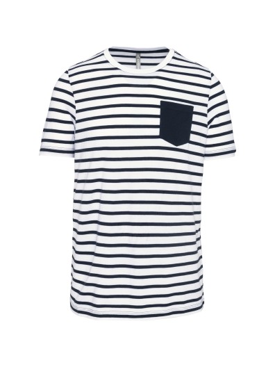 T-shirt estilo marinheiro de manga curta com bolso- K378