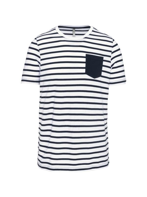 T-shirt estilo marinheiro de manga curta com bolso- K378