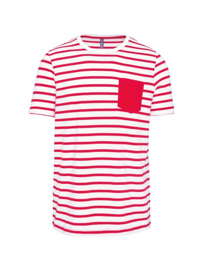 T-shirt estilo marinheiro de manga curta com bolso- K378 T-shirt estilo marinheiro de manga curta com bolso- K378