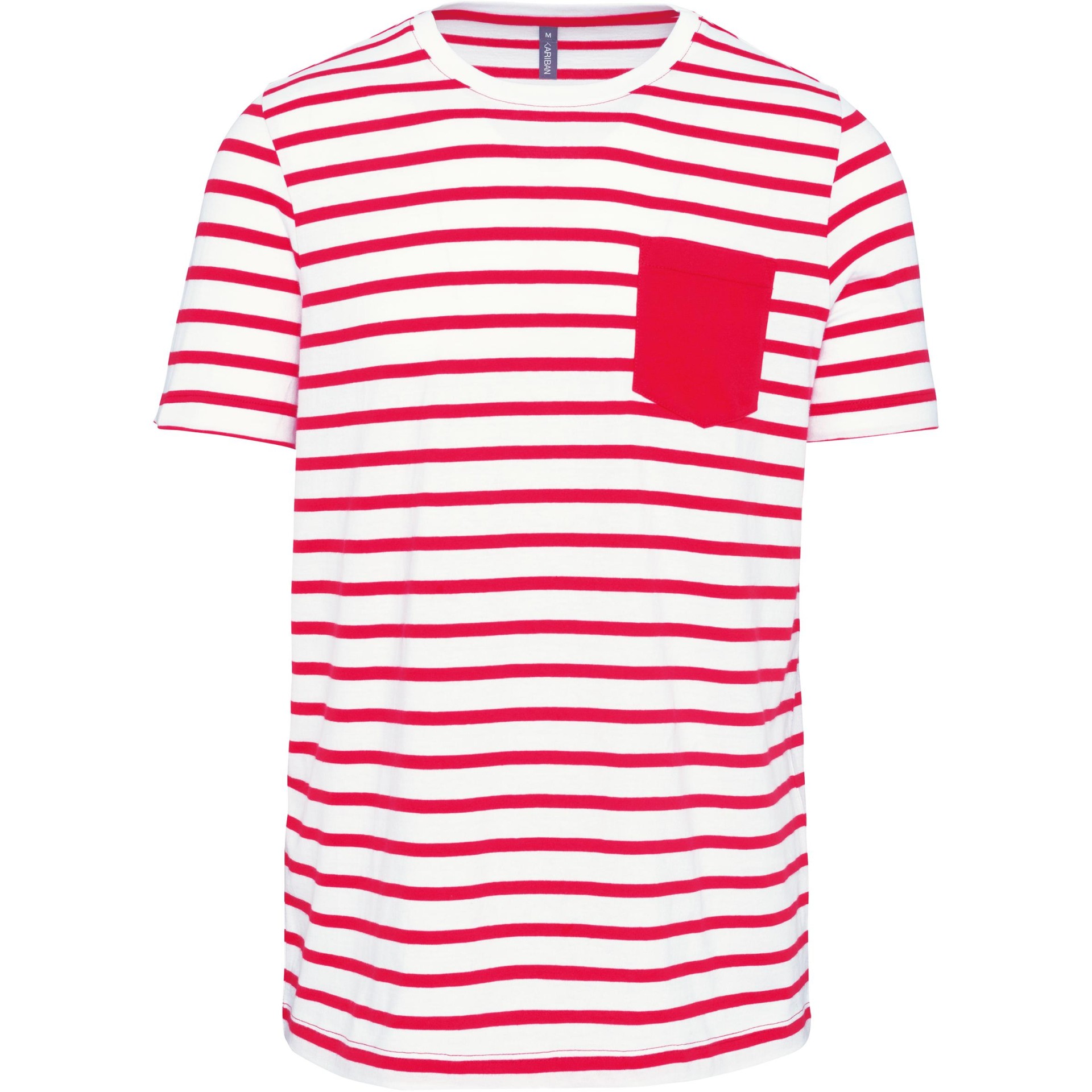 T-shirt estilo marinheiro de manga curta com bolso- K378