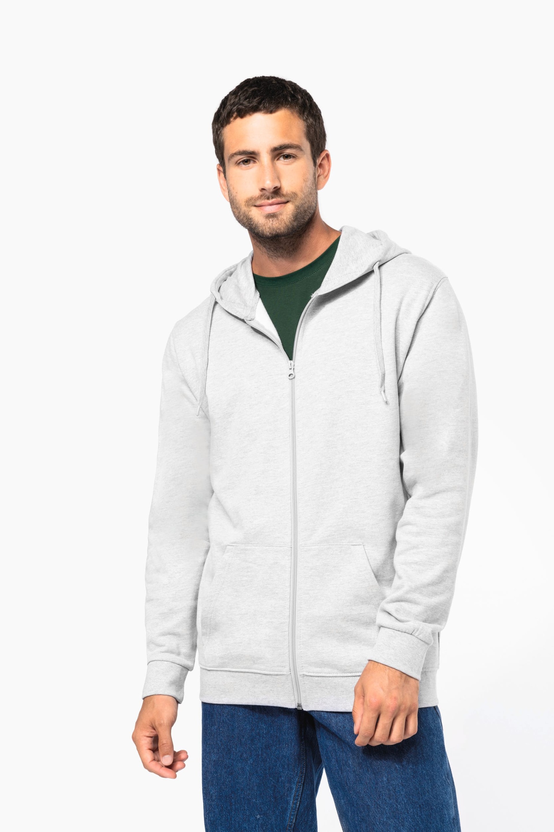 Sweatshirt reciclada com fecho e capuz unissexo - K4042