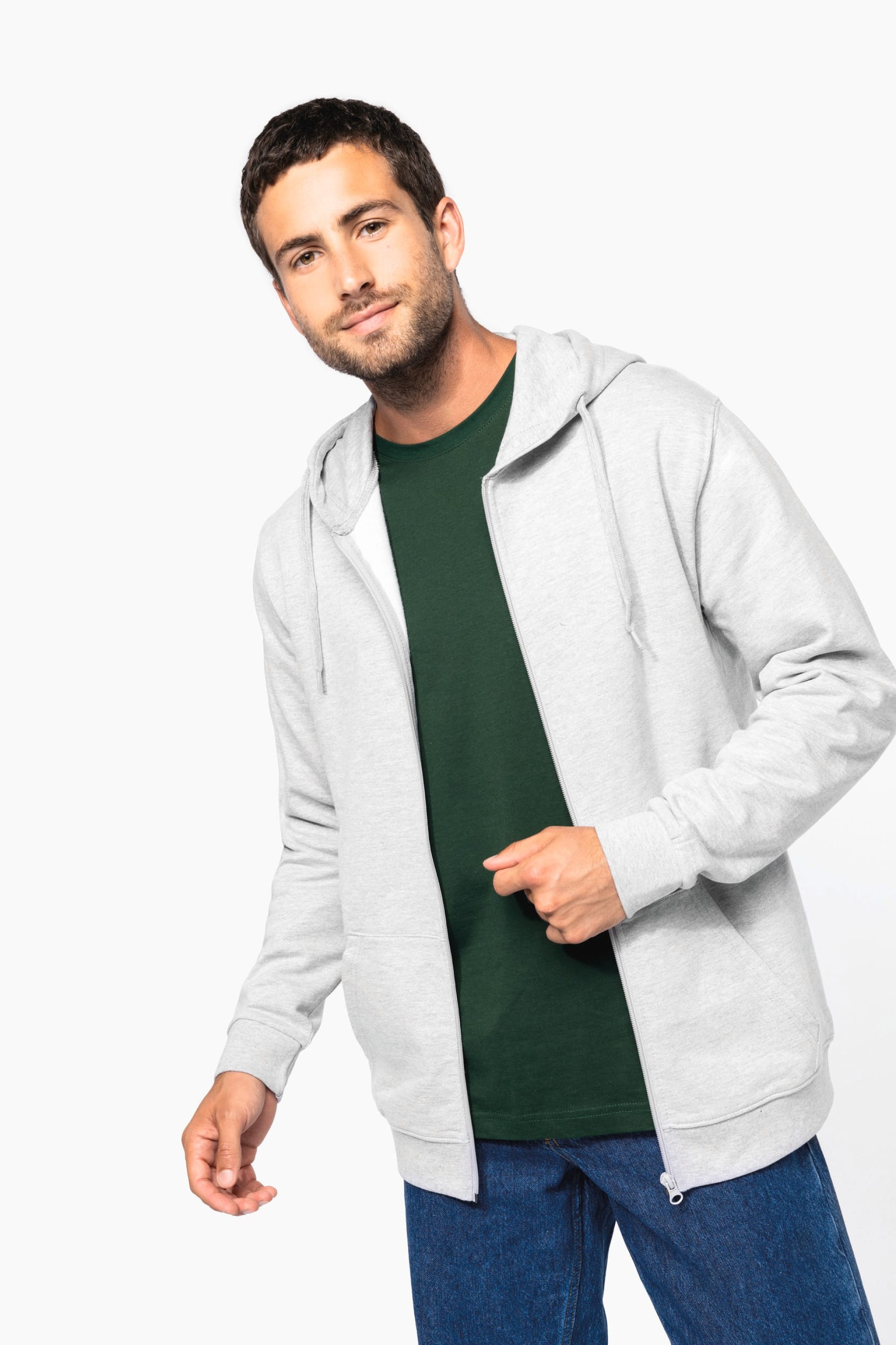 Sweatshirt reciclada com fecho e capuz unissexo - K4042