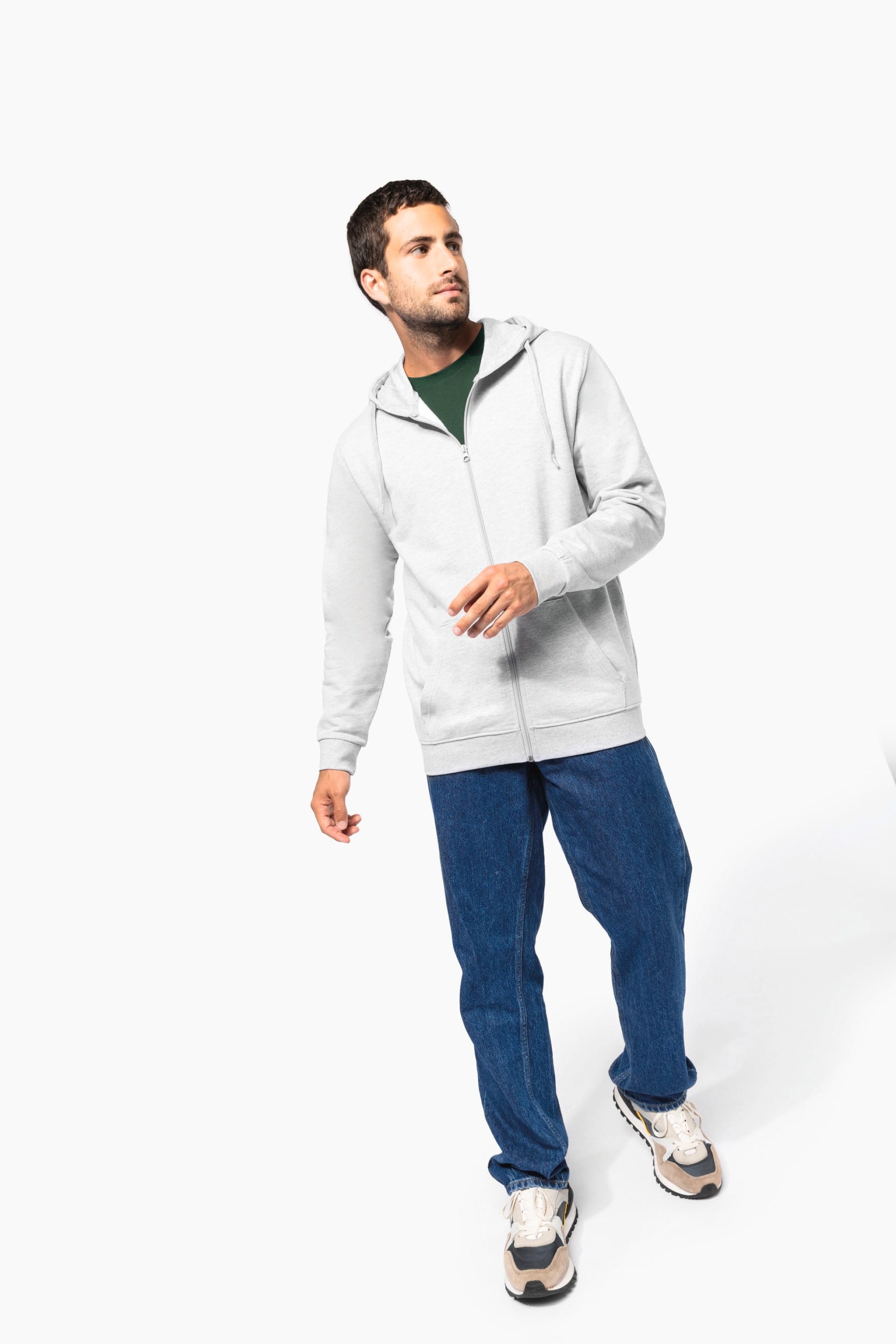 Sweatshirt reciclada com fecho e capuz unissexo - K4042