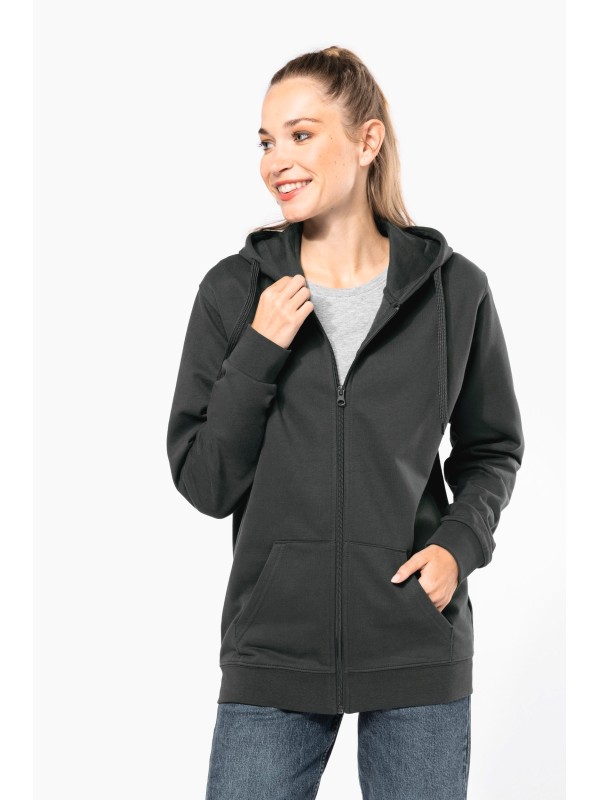 Sweatshirt reciclada com fecho e capuz unissexo - K4042