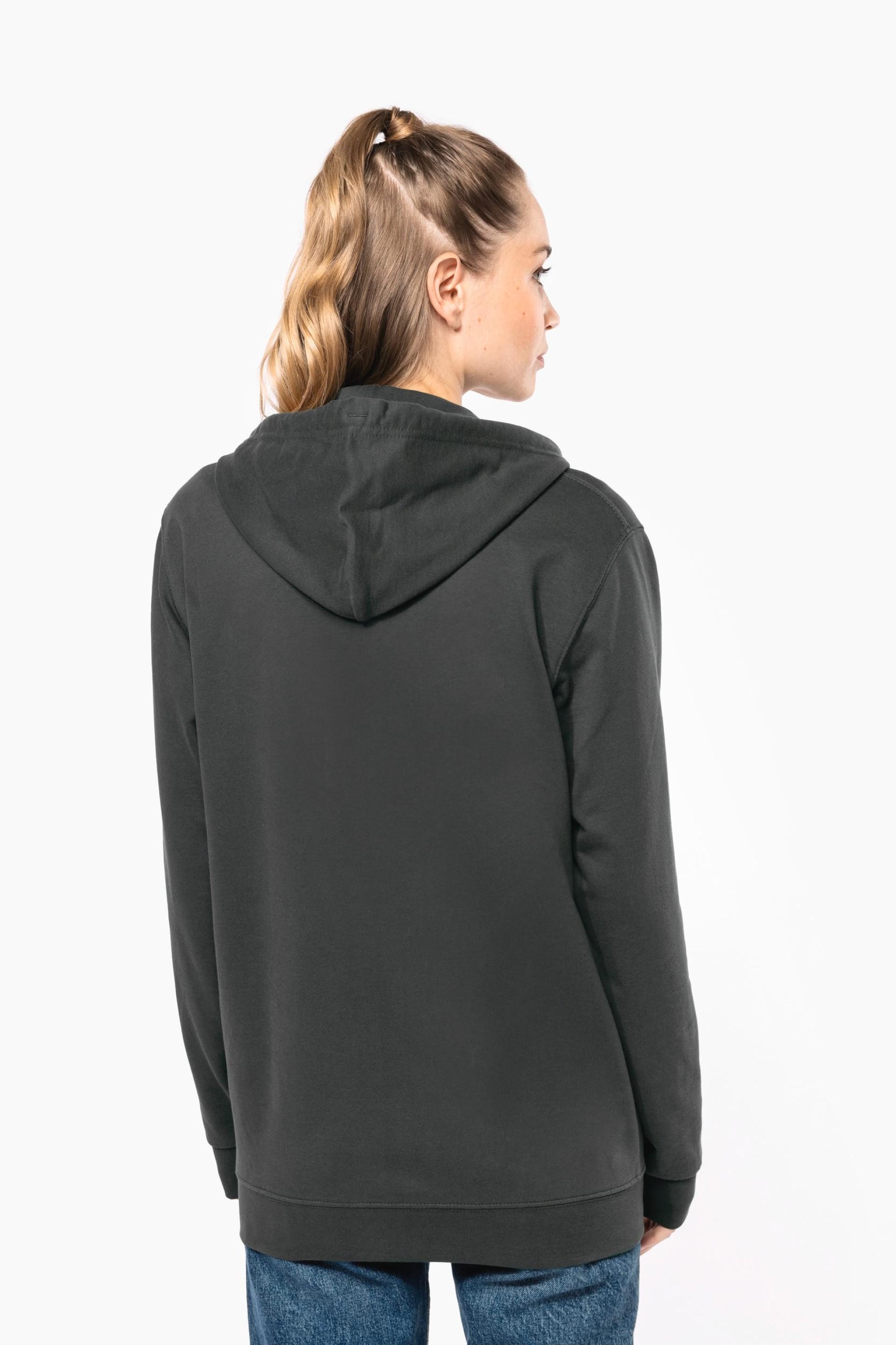 Sweatshirt reciclada com fecho e capuz unissexo - K4042