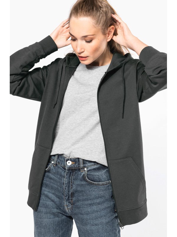 Sweatshirt reciclada com fecho e capuz unissexo - K4042