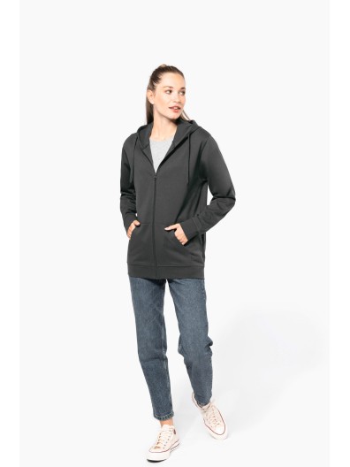 Sweatshirt reciclada com fecho e capuz unissexo - K4042