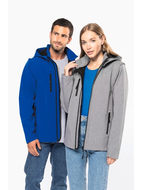 Bluso softshell 3 camadas com capuz e mangas amovveis unissexo - K422