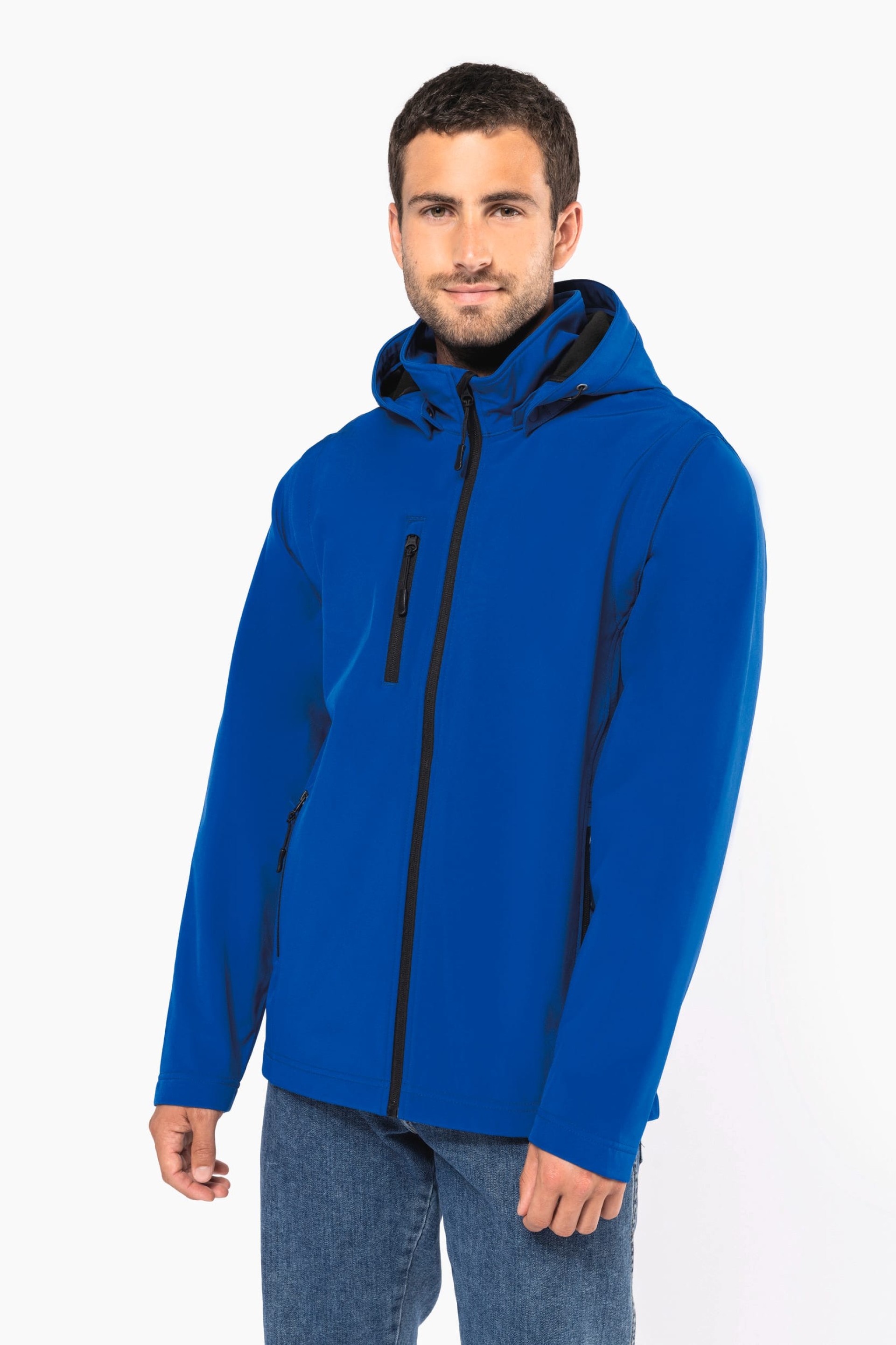 Blusão softshell 3 camadas com capuz e mangas amovíveis unissexo - K422