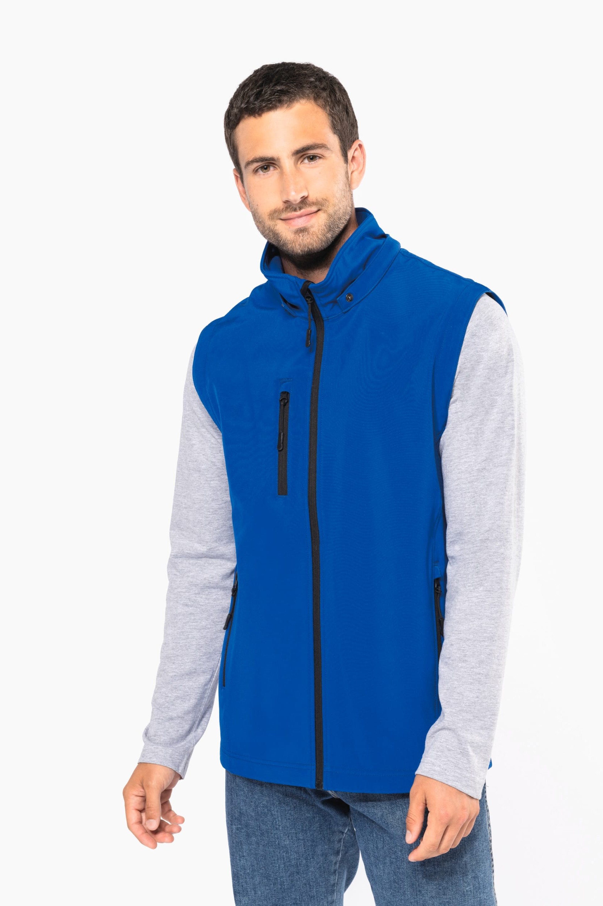 Blusão softshell 3 camadas com capuz e mangas amovíveis unissexo - K422