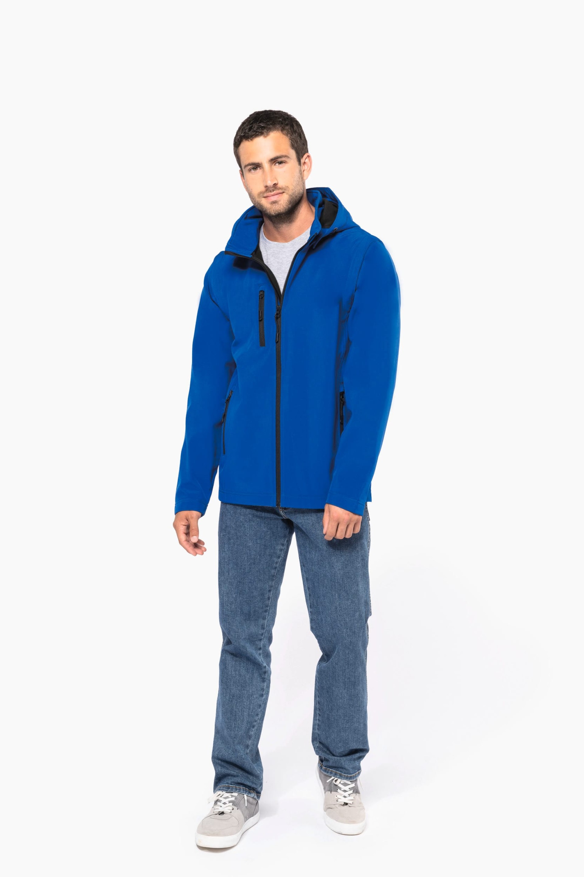 Blusão softshell 3 camadas com capuz e mangas amovíveis unissexo - K422