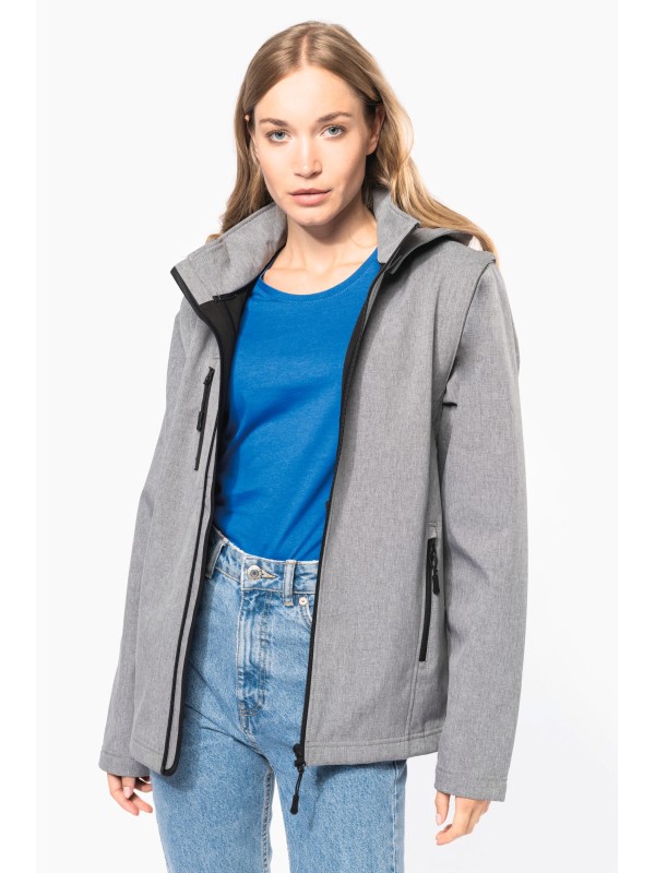 Bluso softshell 3 camadas com capuz e mangas amovveis unissexo - K422