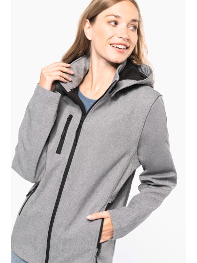 Bluso softshell 3 camadas com capuz e mangas amovveis unissexo - K422