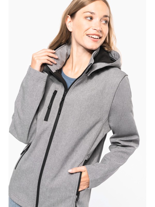 Bluso softshell 3 camadas com capuz e mangas amovveis unissexo - K422