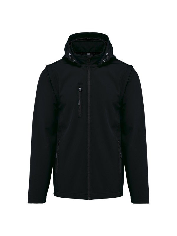 Bluso softshell 3 camadas com capuz e mangas amovveis unissexo - K422