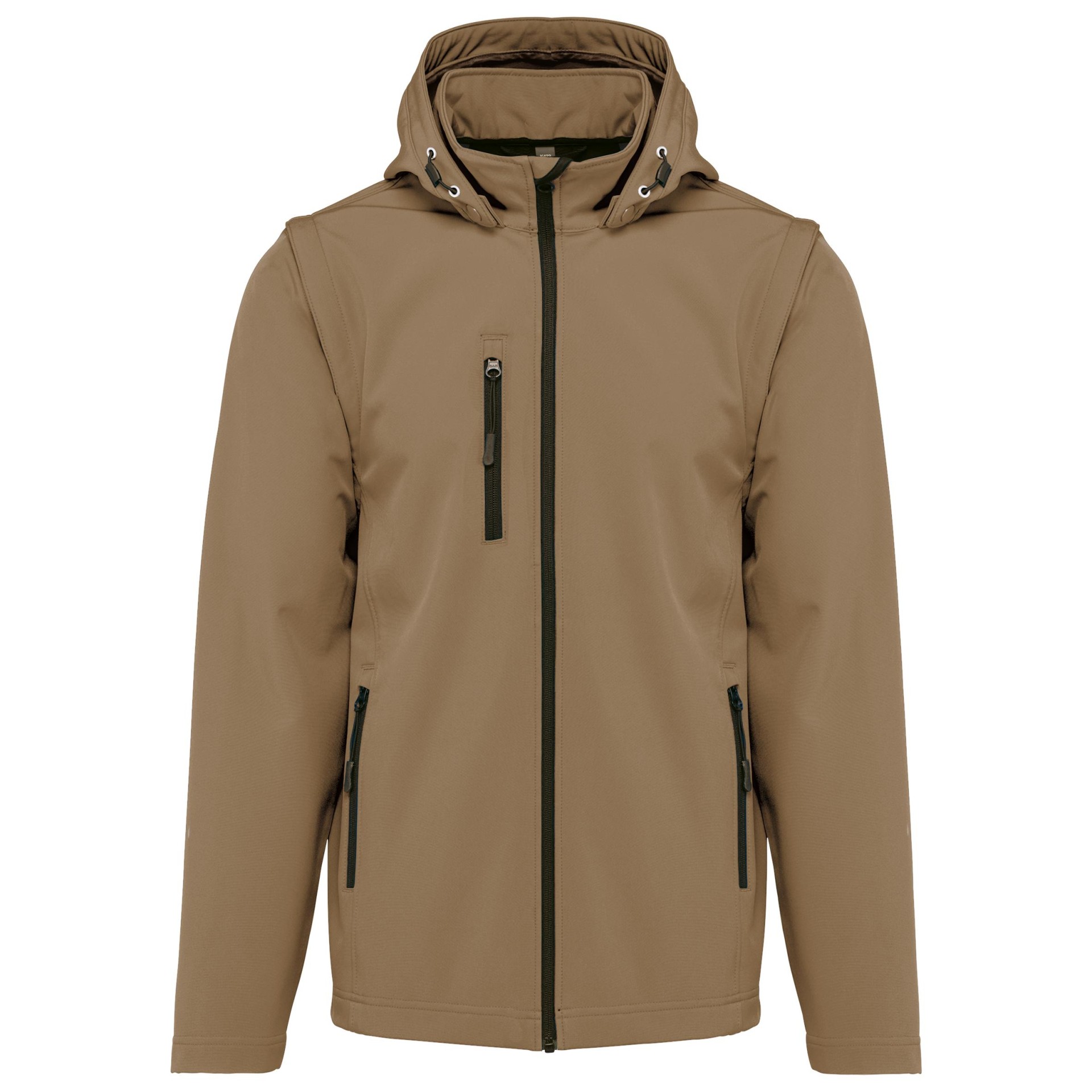 Blusão softshell 3 camadas com capuz e mangas amovíveis unissexo - K422