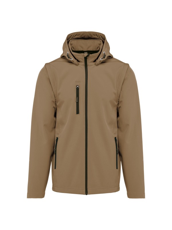 Bluso softshell 3 camadas com capuz e mangas amovveis unissexo - K422