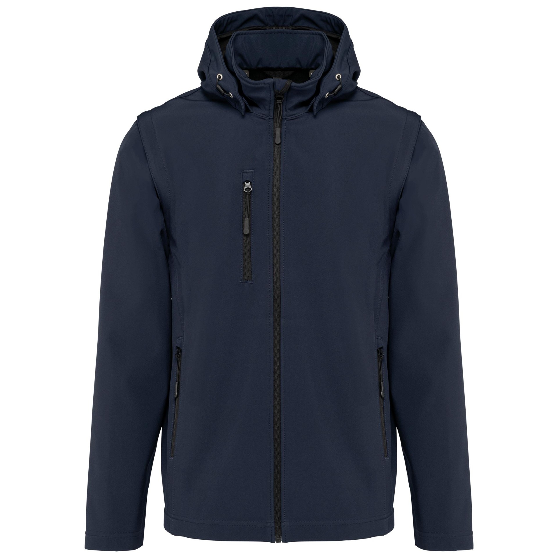 Blusão softshell 3 camadas com capuz e mangas amovíveis unissexo - K422