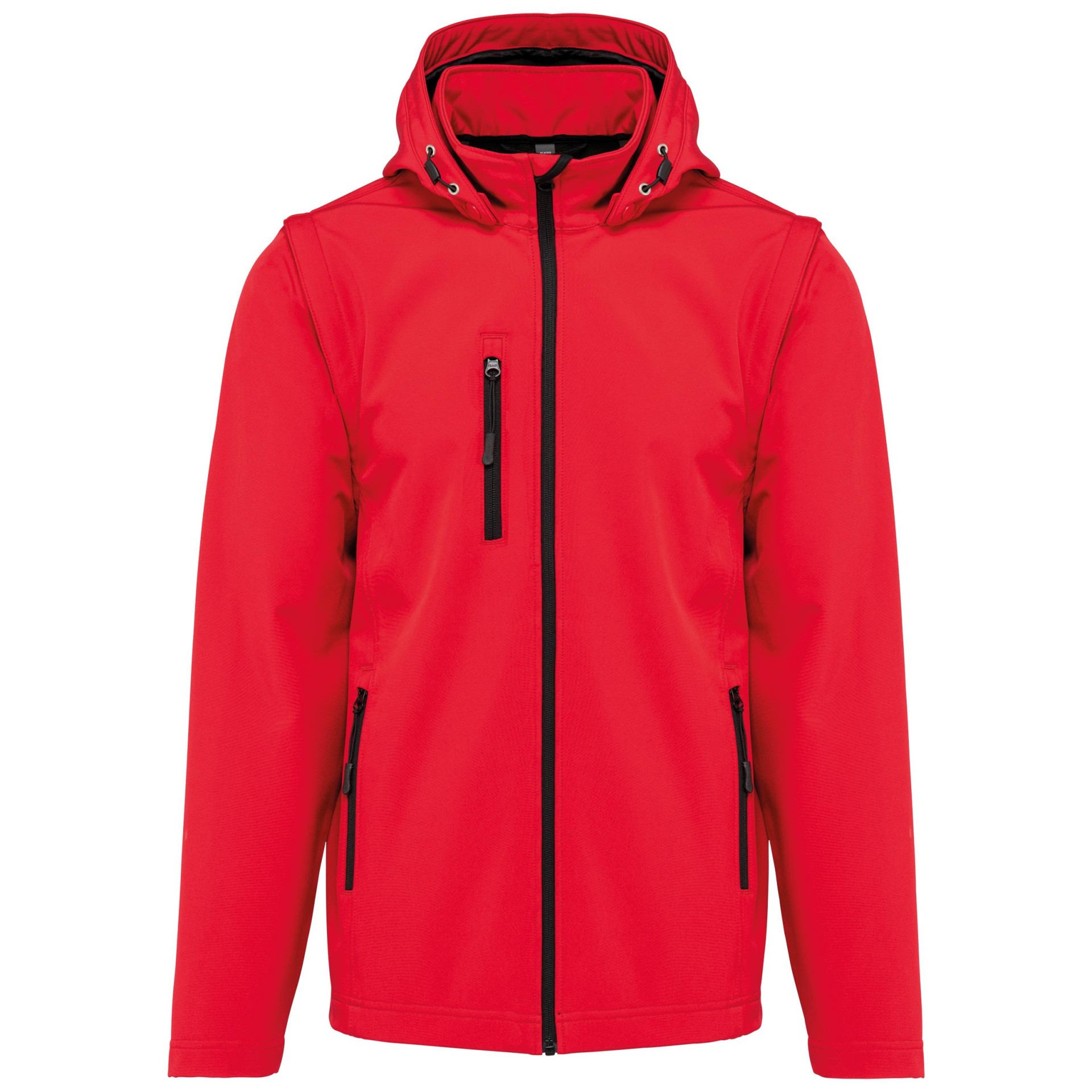Blusão softshell 3 camadas com capuz e mangas amovíveis unissexo - K422