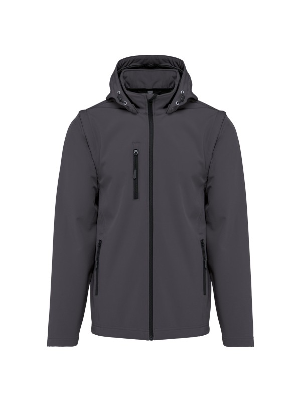 Bluso softshell 3 camadas com capuz e mangas amovveis unissexo - K422