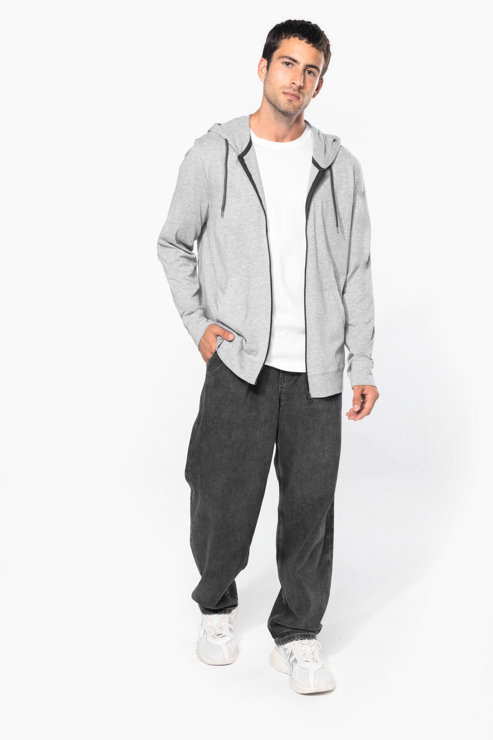 Casaco de algodão leve com capuz - K438