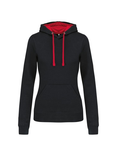 Sweatshirt Senhora com capuz em contraste - K465 Sweatshirt Senhora com capuz em contraste - K465