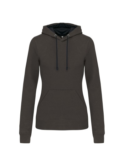 Sweatshirt Senhora com capuz em contraste - K465 Sweatshirt Senhora com capuz em contraste - K465