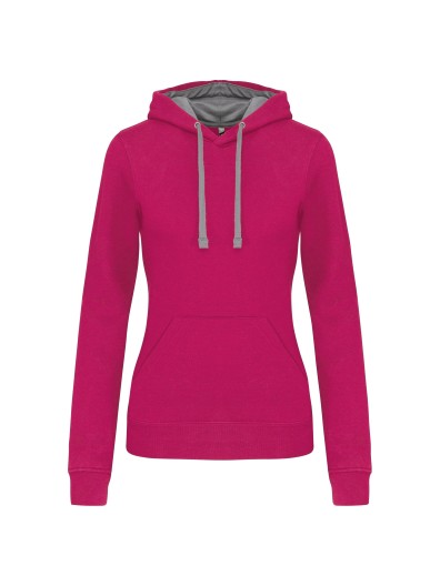 Sweatshirt Senhora com capuz em contraste - K465 Sweatshirt Senhora com capuz em contraste - K465