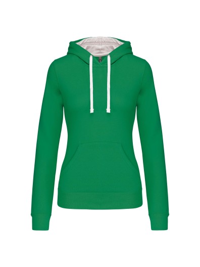 Sweatshirt Senhora com capuz em contraste - K465 Sweatshirt Senhora com capuz em contraste - K465