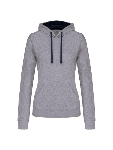 Sweatshirt Senhora com capuz em contraste - K465 Sweatshirt Senhora com capuz em contraste - K465