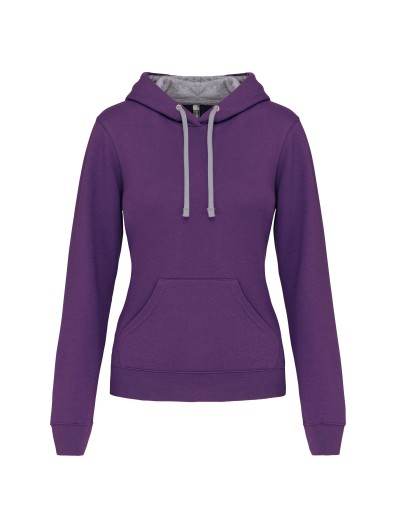 Sweatshirt Senhora com capuz em contraste - K465 Sweatshirt Senhora com capuz em contraste - K465